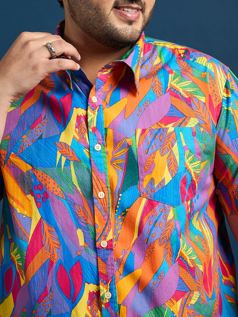 Men Plus Size Dios Self-Design Printed Multi Color Shirt - bigbanana