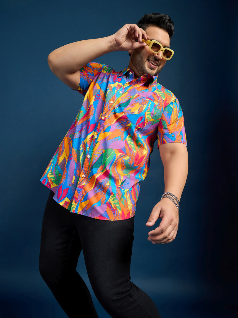 Men Plus Size Dios Self-Design Printed Multi Color Shirt - bigbanana