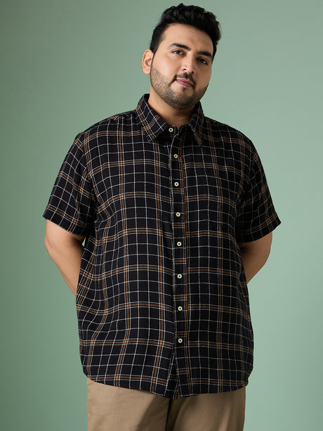 Men Plus Size Diversion Check Shirt - bigbanana