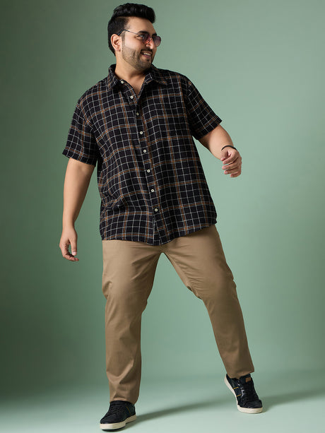 Men Plus Size Diversion Check Shirt - bigbanana