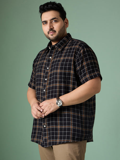 Men Plus Size Diversion Check Shirt - bigbanana