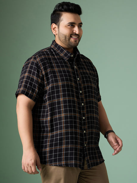 Men Plus Size Diversion Check Shirt - bigbanana