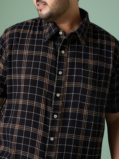 Men Plus Size Diversion Check Shirt - bigbanana