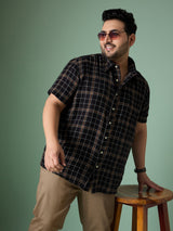 Men Plus Size Diversion Check Shirt - bigbanana