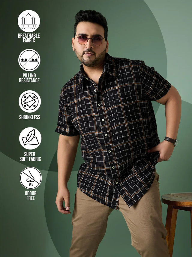Men Plus Size Diversion Check Shirt