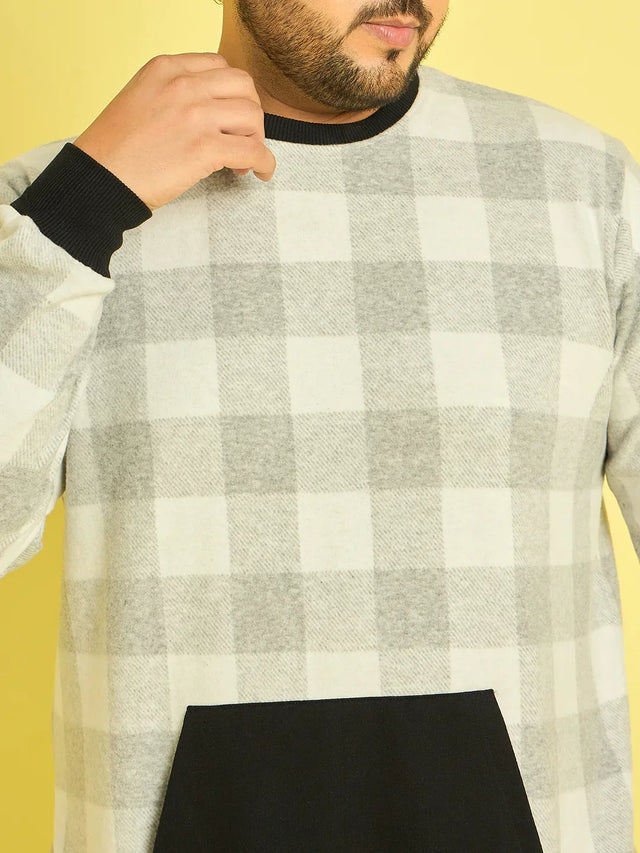 Men Plus Size Dobrovo Checks Sweatshirts - bigbanana