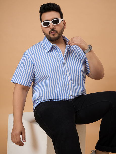 Men Plus Size Dorel Striped Shirt - bigbanana