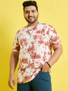 Men Plus Size Doton-Brown Printed Round Neck Tshirt - bigbanana