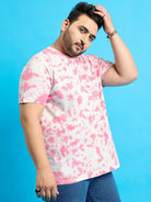 Men Plus Size Doton-Pink Printed Round Neck Tshirt - bigbanana