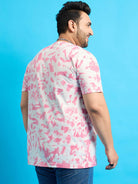 Men Plus Size Doton-Pink Printed Round Neck Tshirt - bigbanana