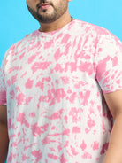 Men Plus Size Doton-Pink Printed Round Neck Tshirt - bigbanana