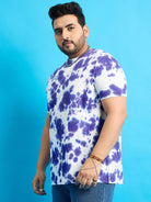 Men Plus Size Doton-Purple Printed Round Neck Tshirt - bigbanana