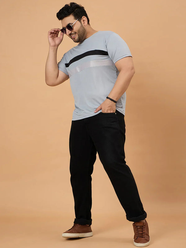 Men Plus Size Dravik Colorblock Round Neck Tshirt
