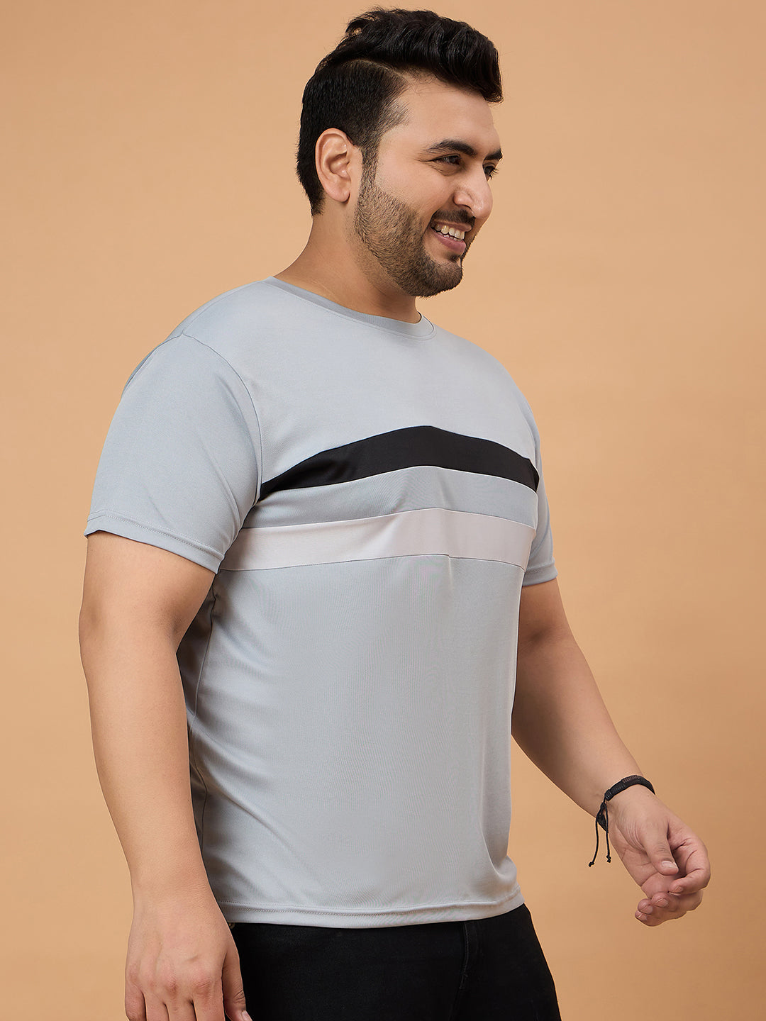 Men Plus Size Dravik Colorblock Round Neck Tshirt - bigbanana