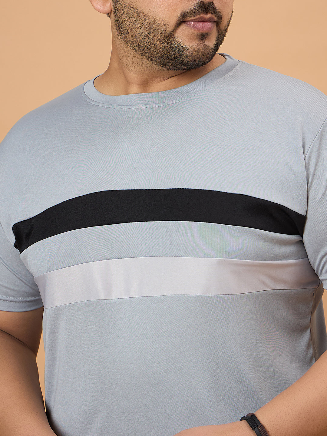 Men Plus Size Dravik Colorblock Round Neck Tshirt - bigbanana
