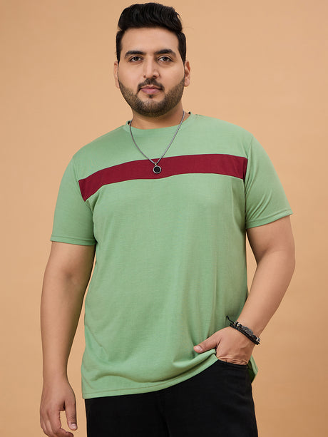 Men Plus Size Dripzo Colorblock Round Neck Tshirt - bigbanana