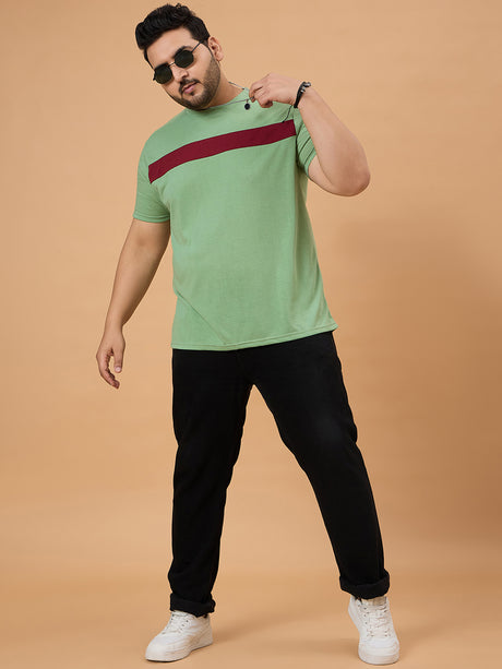Men Plus Size Dripzo Colorblock Round Neck Tshirt - bigbanana