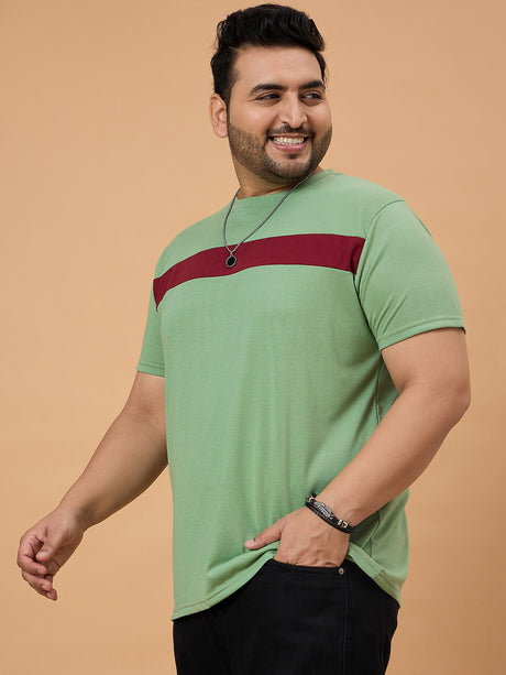Men Plus Size Dripzo Colorblock Round Neck Tshirt - bigbanana