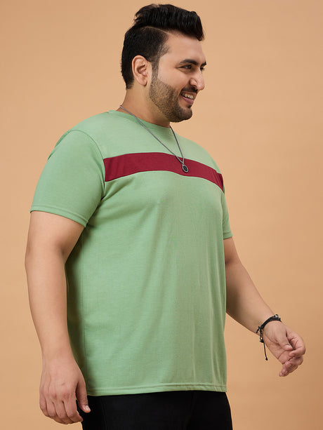 Men Plus Size Dripzo Colorblock Round Neck Tshirt - bigbanana