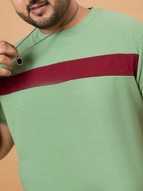 Men Plus Size Dripzo Colorblock Round Neck Tshirt - bigbanana