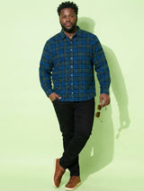 Men Plus Size Dualis Multicolor Checkered Casual Shirt