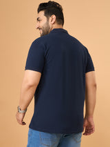 Men Plus Size Eagles Navy Printed Polo Tshirt
