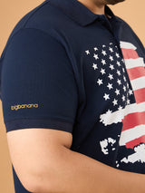 Men Plus Size Eagles Navy Printed Polo Tshirt