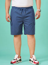 Men Plus Size Ease-Blue Solid Shorts