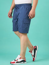Men Plus Size Ease-Blue Solid Shorts