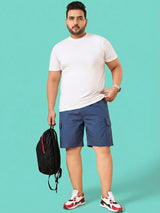 Men Plus Size Ease-Blue Solid Shorts