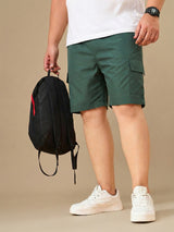Men Plus Size Ease-Green Solid Shorts