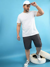 Men Plus Size Ease-Grey Solid Shorts