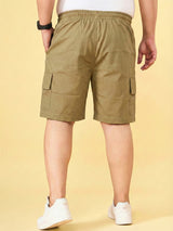Men Plus Size Ease-Khakhi Solid Shorts