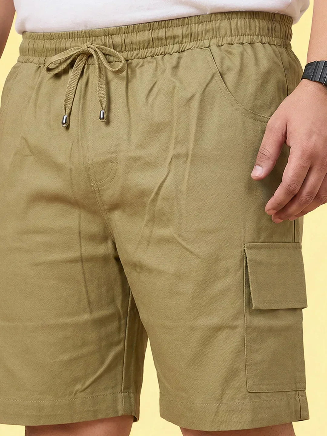 Men Plus Size Ease-Khaki Solid Shorts – bigbanana