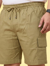 Men Plus Size Ease-Khakhi Solid Shorts