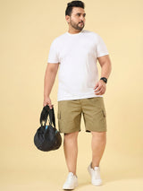 Men Plus Size Ease-Khakhi Solid Shorts