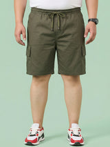 Men Plus Size Ease-Olive Solid Shorts
