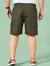 Men Plus Size Ease-Olive Solid Shorts