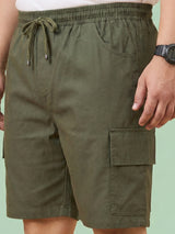 Men Plus Size Ease-Olive Solid Shorts