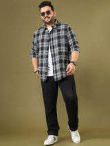 Men Plus Size Ebonis Multicolor Checkered Casual Shirt