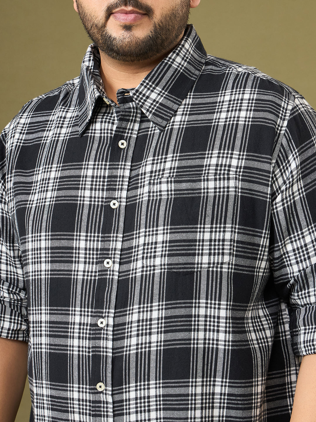 Men Plus Size Ebonis Multicolor Checkered Casual Shirt