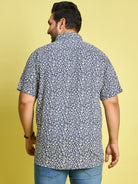 Men Plus Size Eliud Floral Print /Blue Colors Shirt - bigbanana