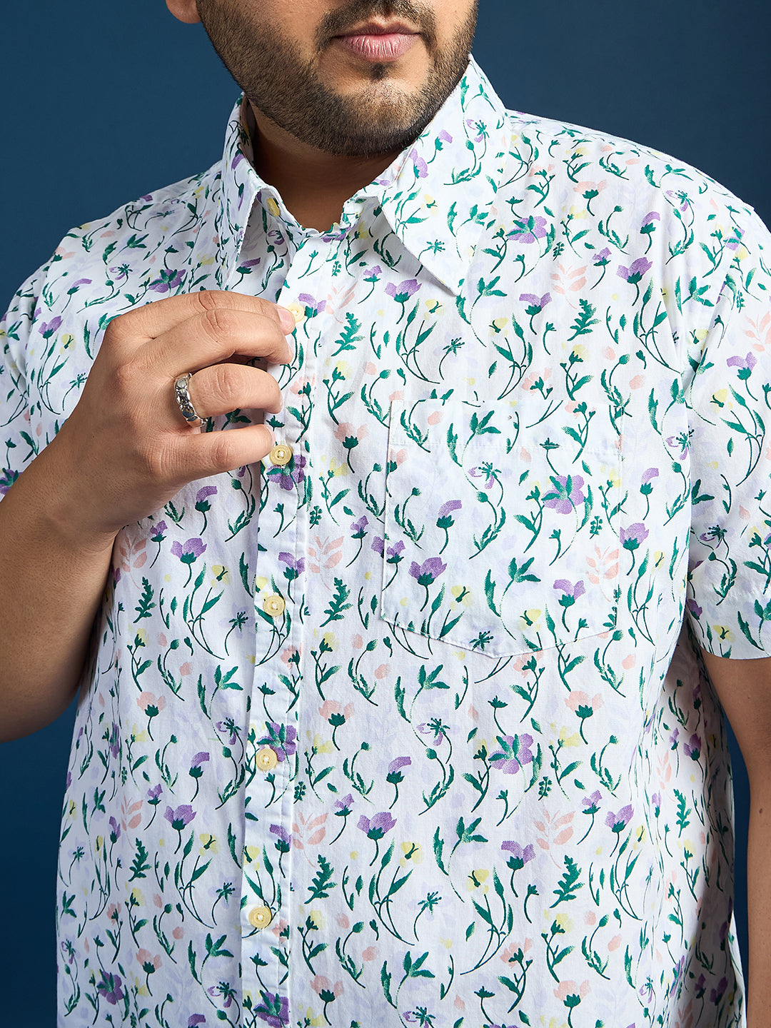 Men Plus Size Elkeen Floral Print /Multi Colors Shirt - bigbanana