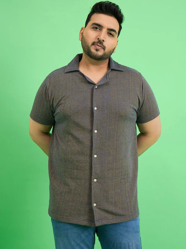 Men Plus Size Emberfall Navy Blue Solid Shirt