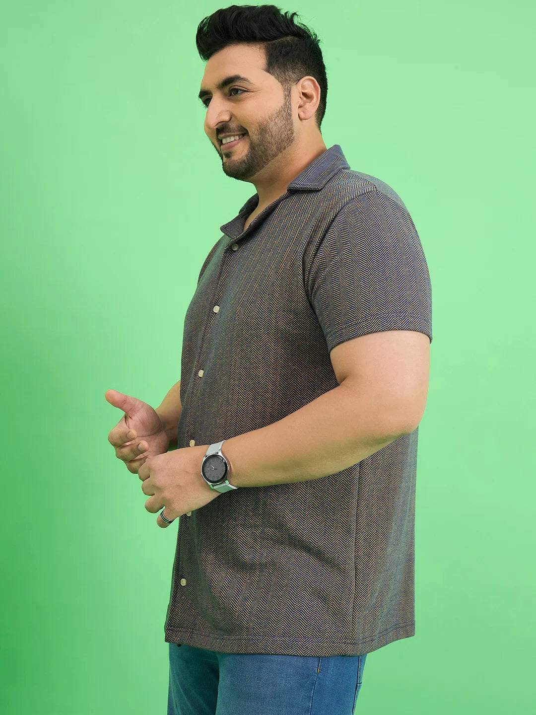 Men Plus Size Emberfall Navy Blue Solid Shirt - bigbanana