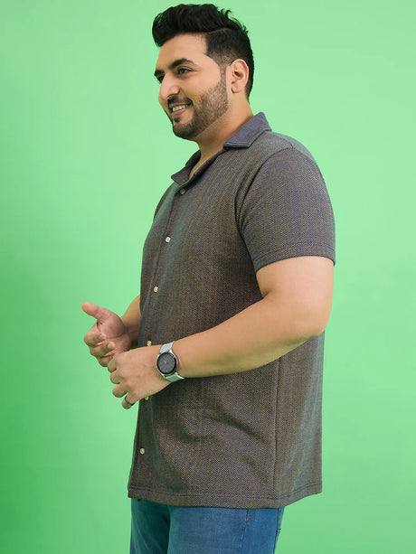 Men Plus Size Emberfall Navy Blue Solid Shirt - bigbanana
