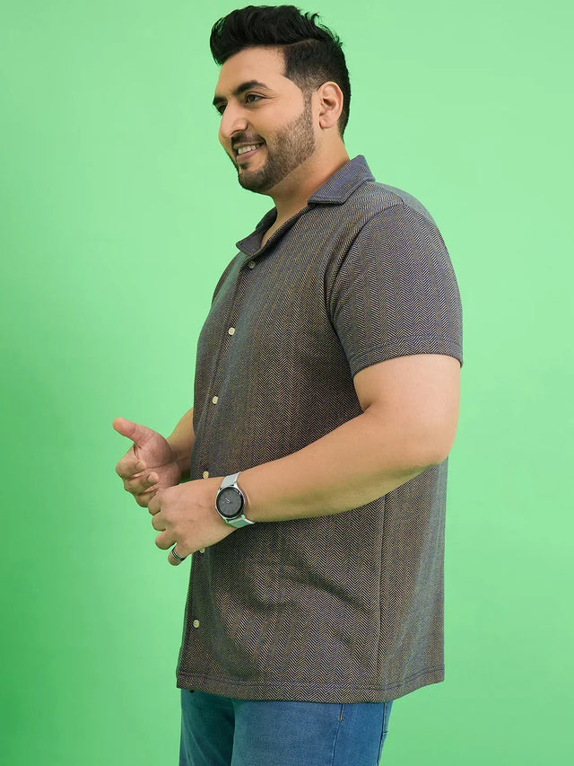 Men Plus Size Emberfall Navy Blue Solid Shirt - bigbanana