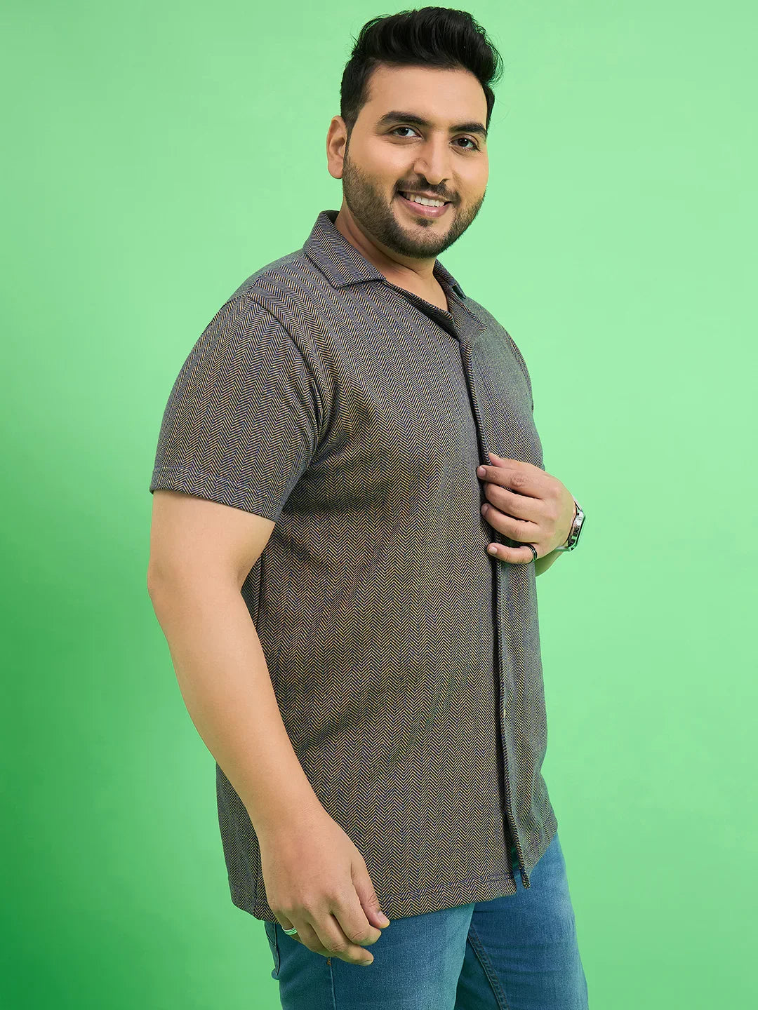 Men Plus Size Emberfall Navy Blue Solid Shirt - bigbanana