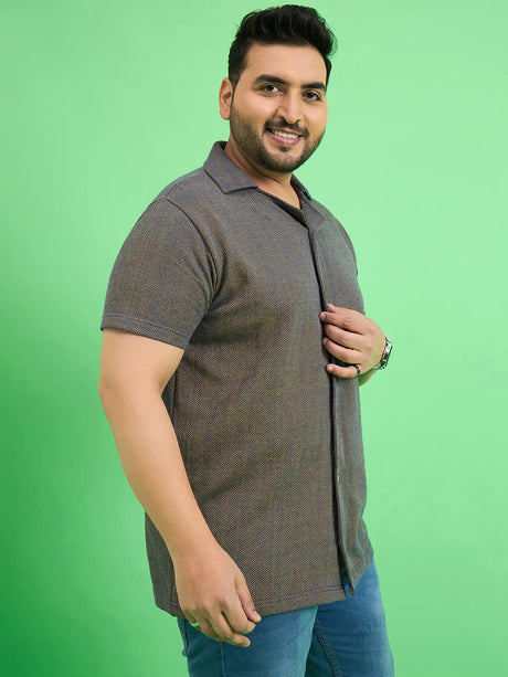 Men Plus Size Emberfall Navy Blue Solid Shirt - bigbanana