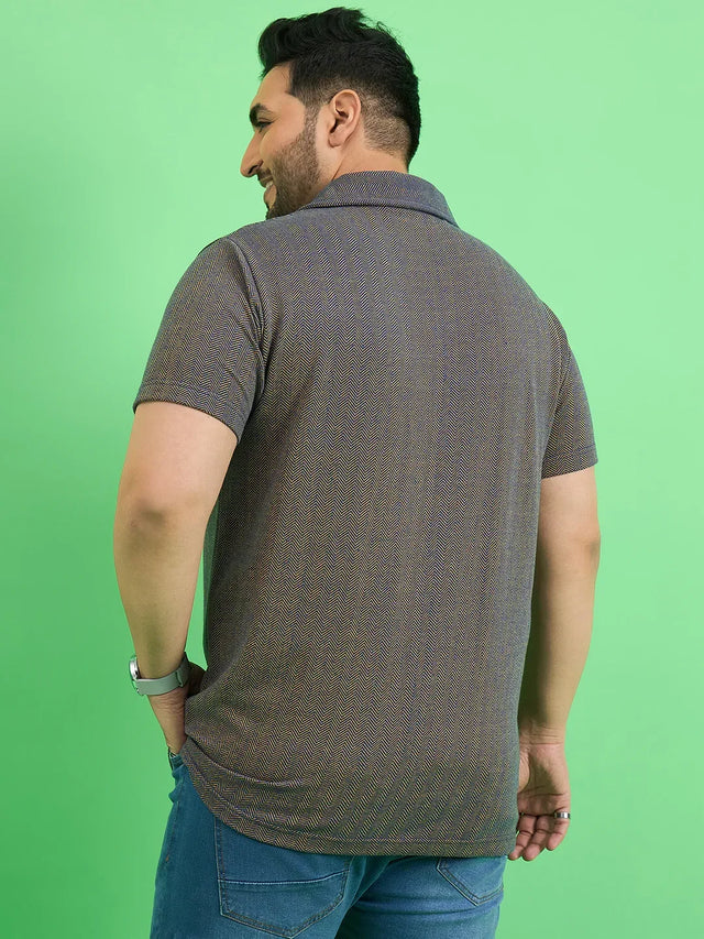 Men Plus Size Emberfall Navy Blue Solid Shirt - bigbanana